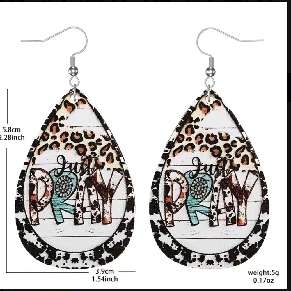 NWT Bohemian Just Pray Hook Earrings - Picture 2 of 3